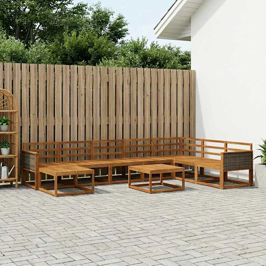 Ensemble de canapés d'extérieur 9 pcs Naturel