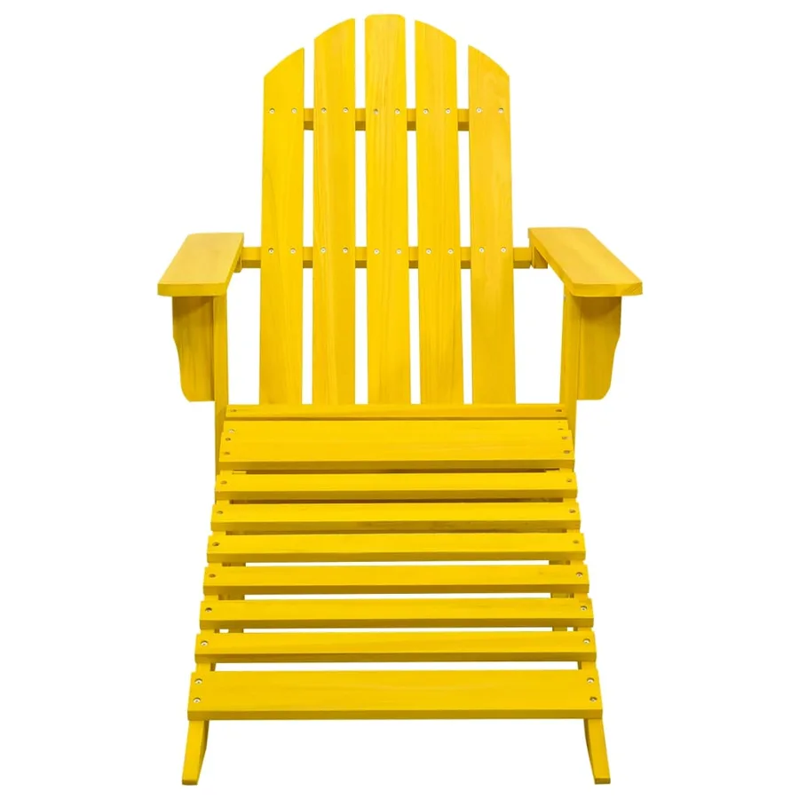 Chaise de jardin Adirondack avec pouf bois de sapin jaune - 2