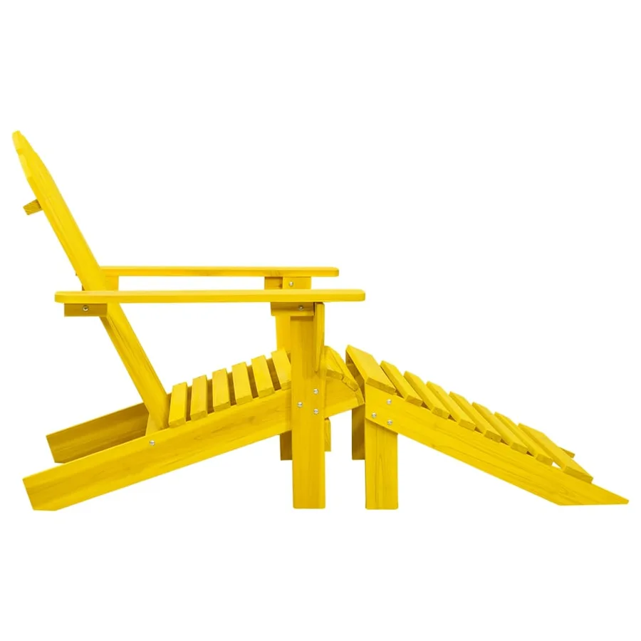 Chaise de jardin Adirondack avec pouf bois de sapin jaune - 3