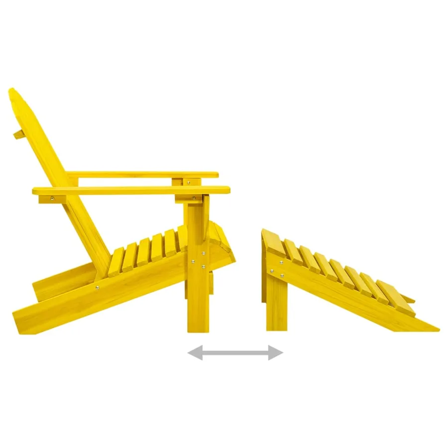 Chaise de jardin Adirondack avec pouf bois de sapin jaune - 5