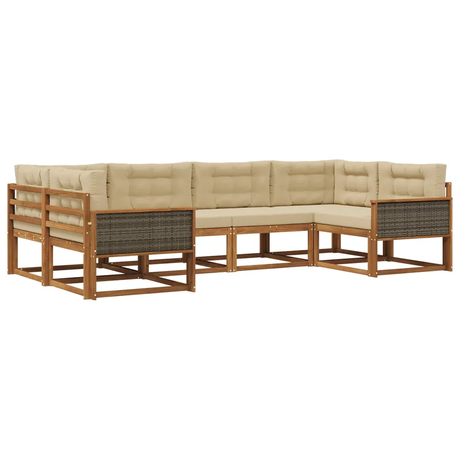 Ensemble de canapés d'extérieur 6 pcs Naturel et Beige - 2