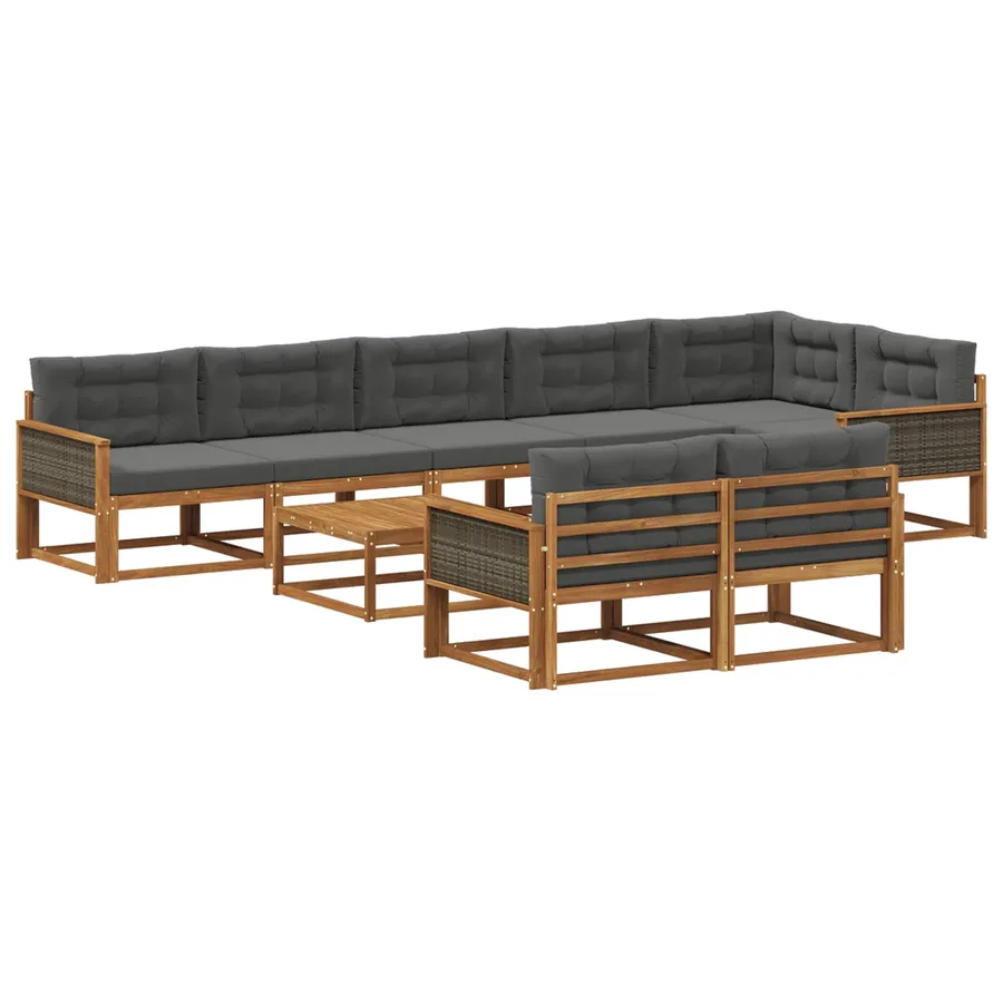 Ensemble de canapés d'extérieur 9 pcs Naturel et Anthracite - 2