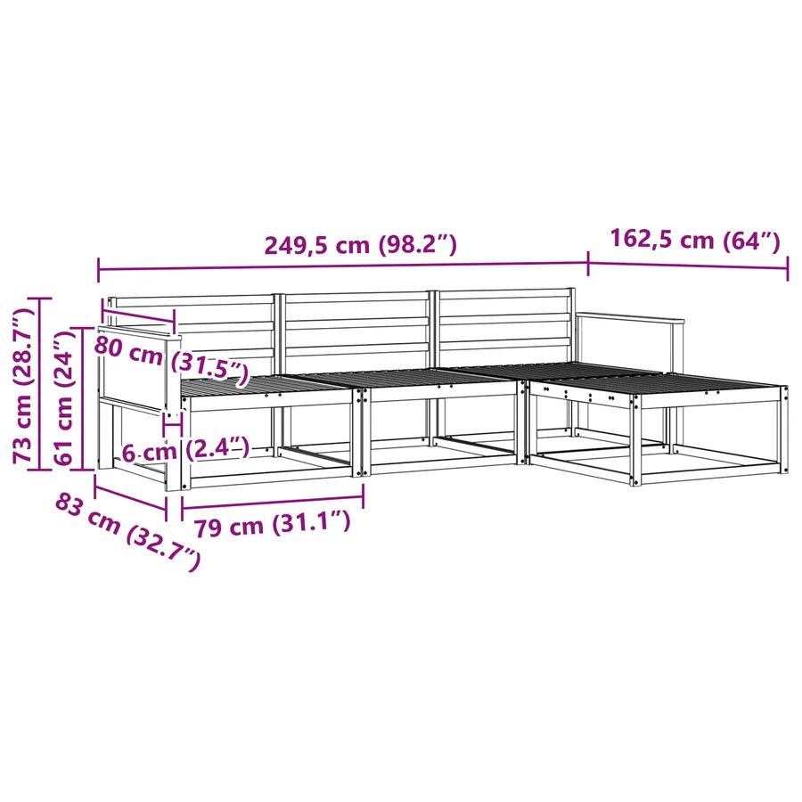 Ensemble de canapés d'extérieur 4 pcs Naturel - 7
