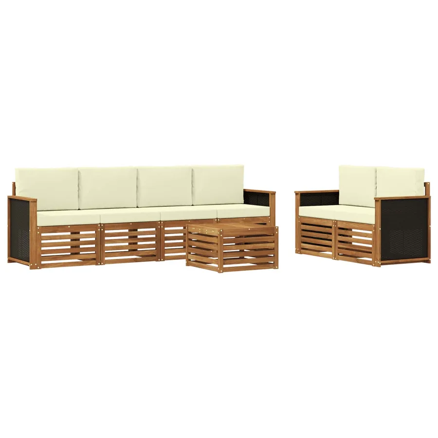 Ensemble de canapés d'extérieur 7 pcs Naturel et Crème - 2