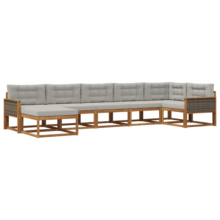 Ensemble de canapés d'extérieur 7 pcs Naturel et gris clair - 2