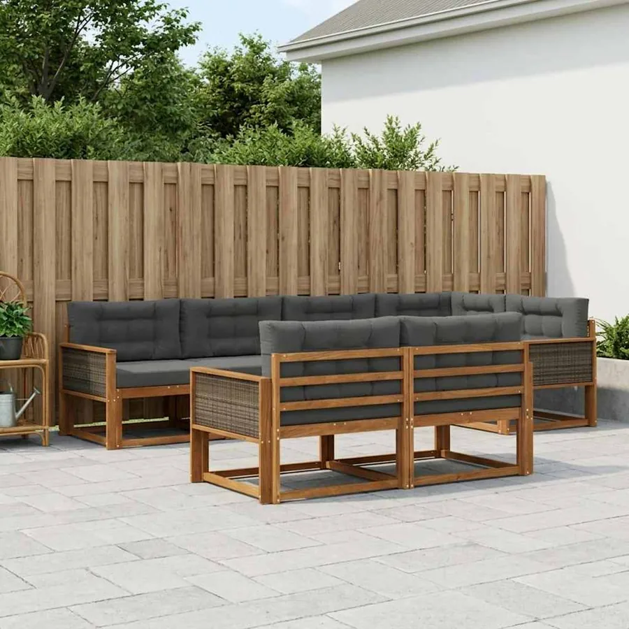 Ensemble de canapés d'extérieur 7 pcs Naturel et Anthracite