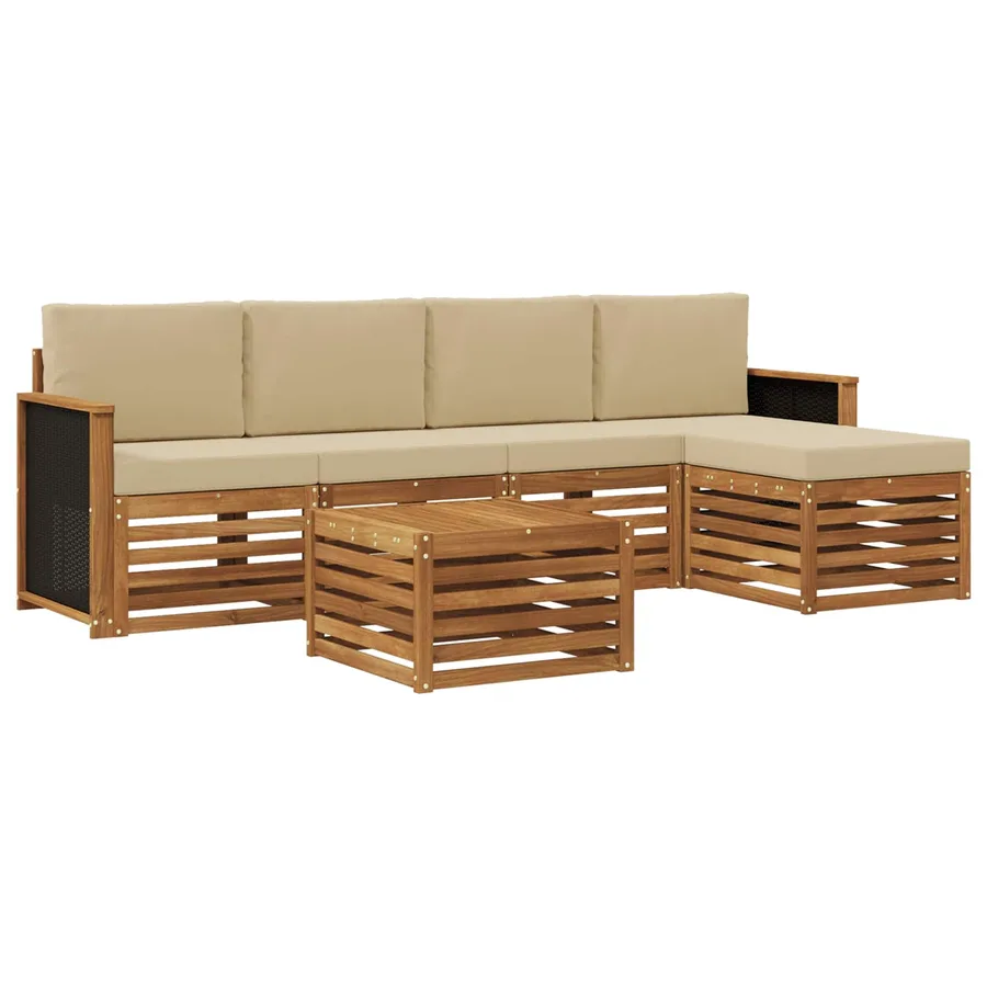 Ensemble de canapés d'extérieur 6 pcs Naturel et Beige - 2