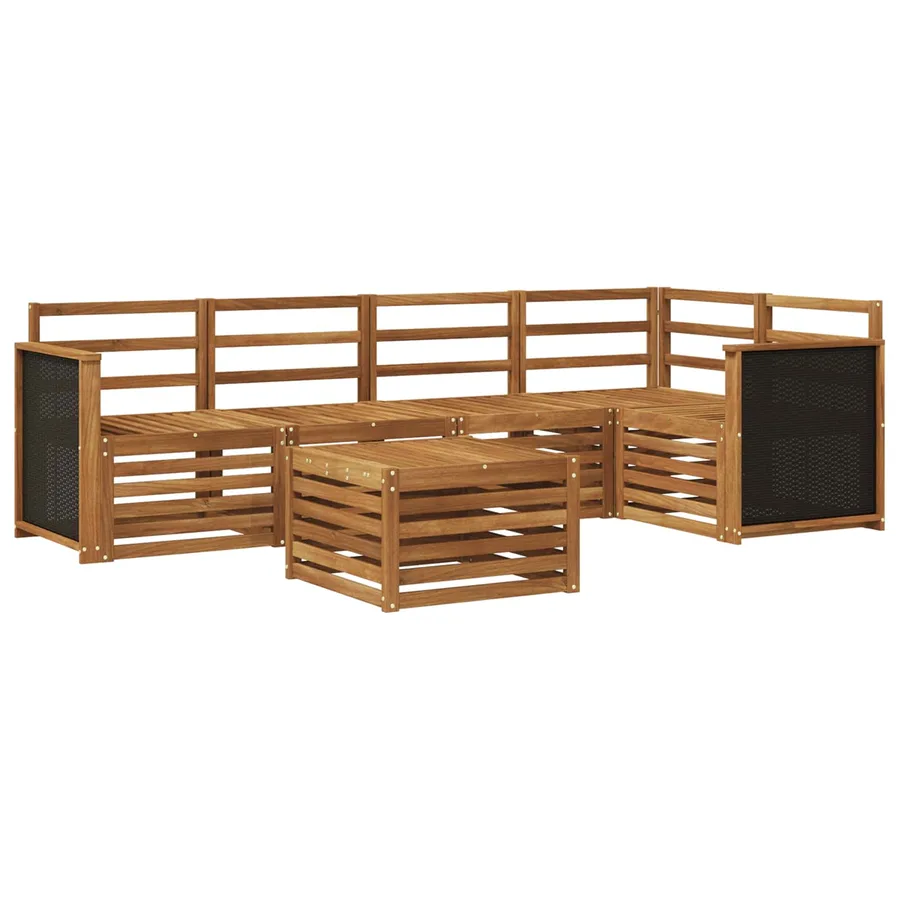Ensemble de canapé d'angle 5 pcs Naturel Bois d'Acacia Massif - 2