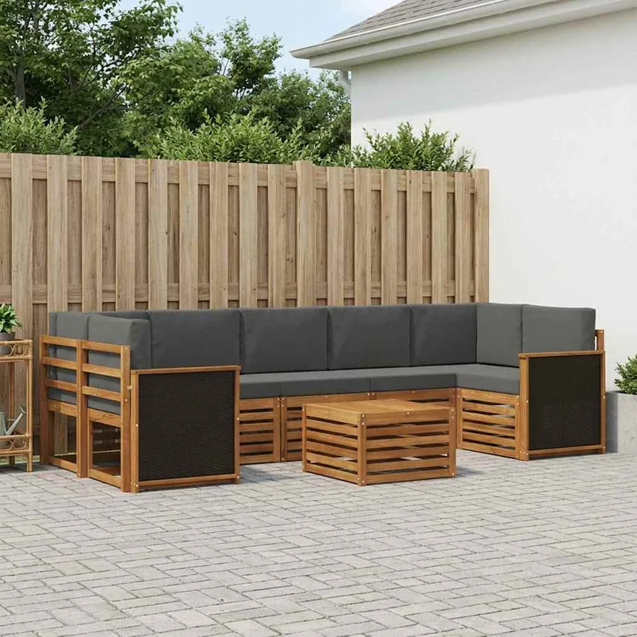 Ensemble de canapés d'extérieur 8 pcs Naturel et Anthracite