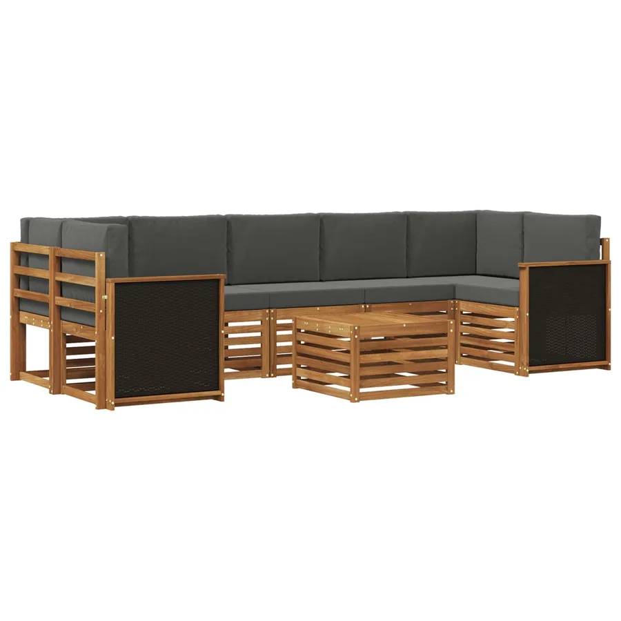 Ensemble de canapés d'extérieur 8 pcs Naturel et Anthracite - 2