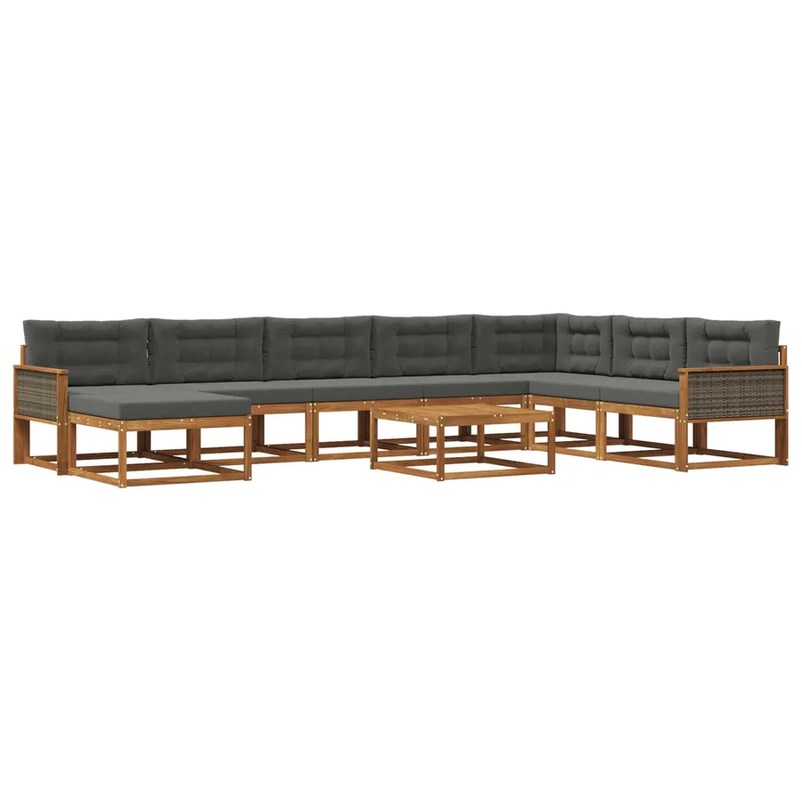 Ensemble de canapés d'extérieur 9 pcs Naturel et Anthracite - 2