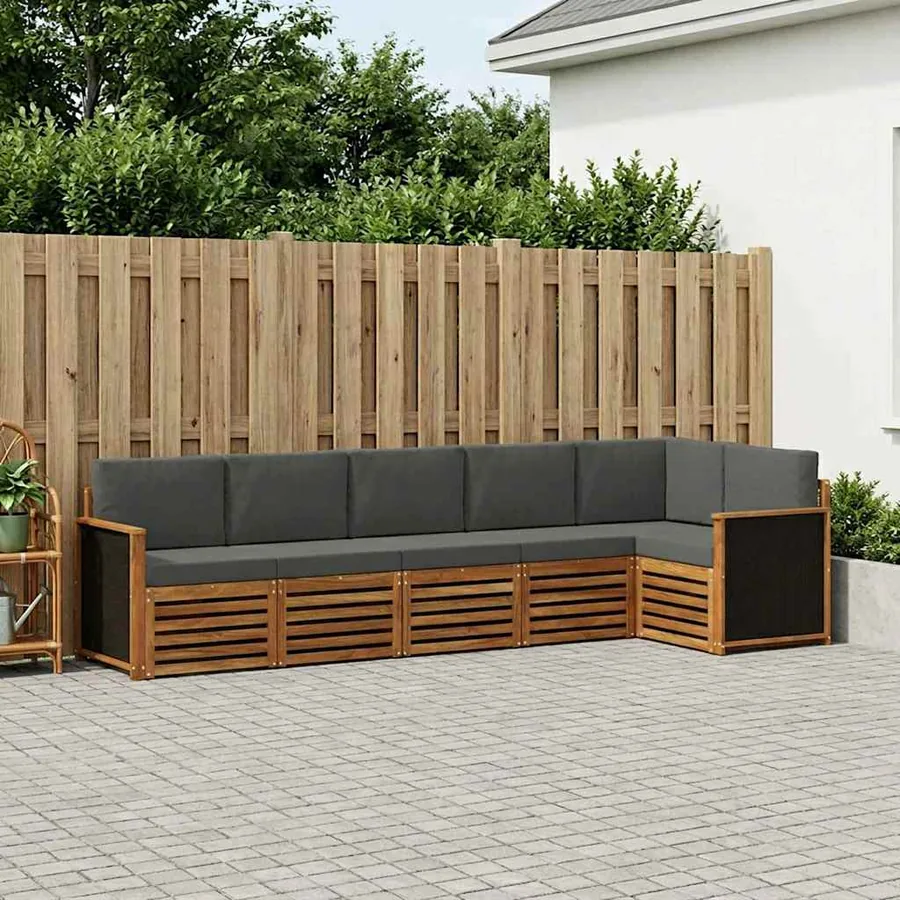 Ensemble de canapé d'angle 5 pcs Naturel et Anthracite