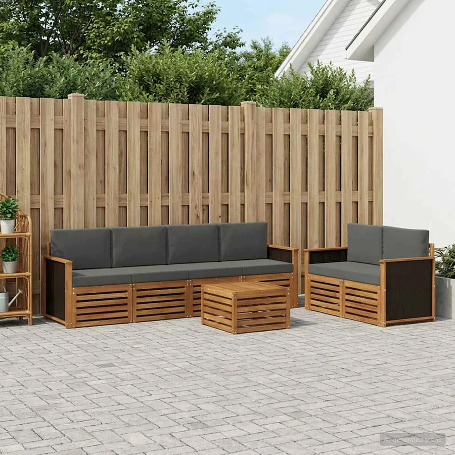 Ensemble de canapés d'extérieur 7 pcs Naturel et Anthracite