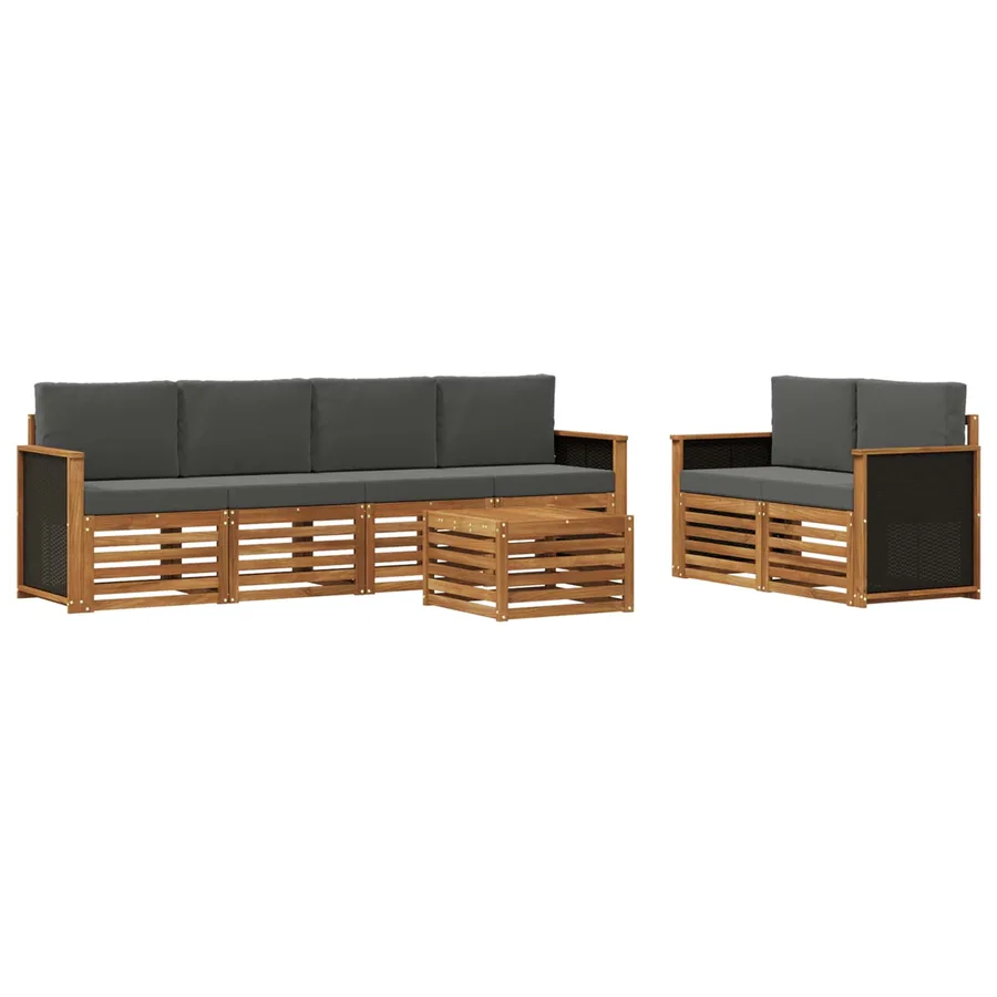 Ensemble de canapés d'extérieur 7 pcs Naturel et Anthracite - 2