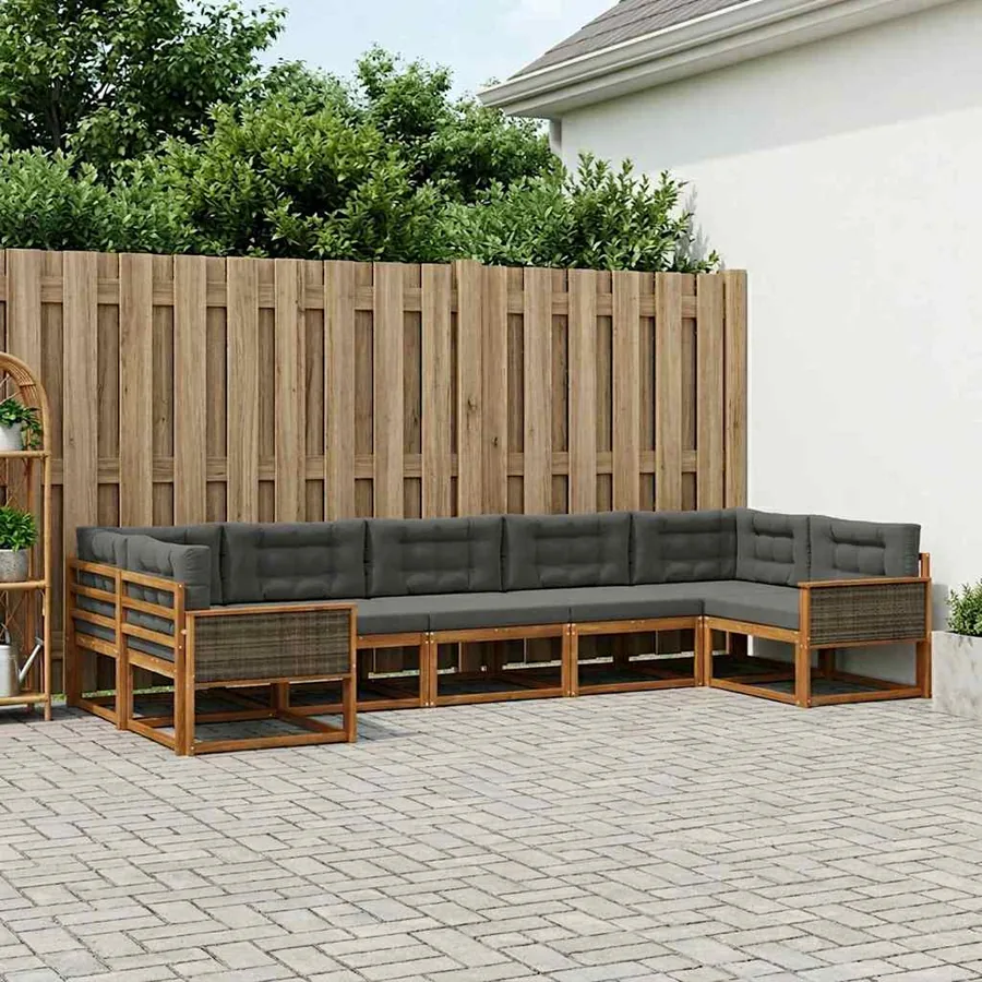 Ensemble de canapés d'extérieur 7 pcs Naturel et Anthracite