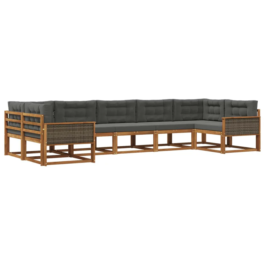 Ensemble de canapés d'extérieur 7 pcs Naturel et Anthracite - 2