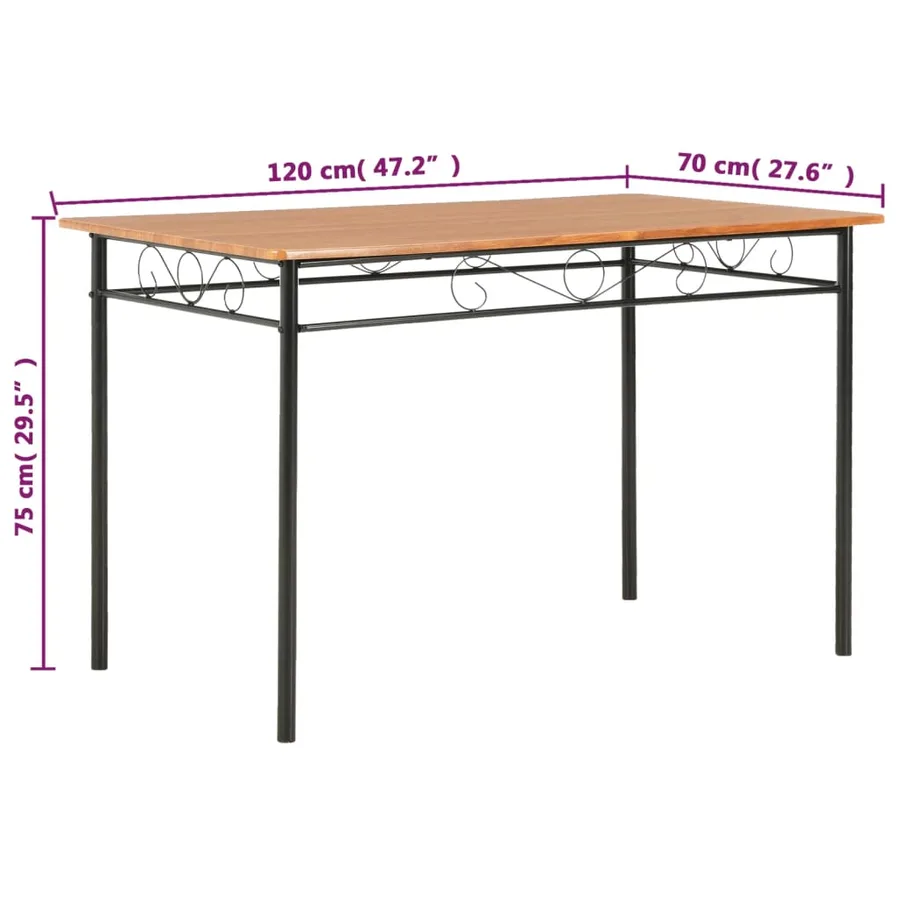 Table à manger Marron 120x70x75 cm MDF - 8