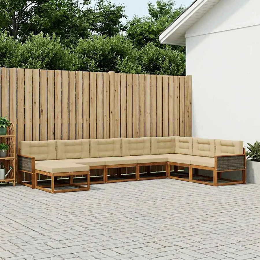 Ensemble de canapés d'extérieur 8 pcs Naturel et Beige