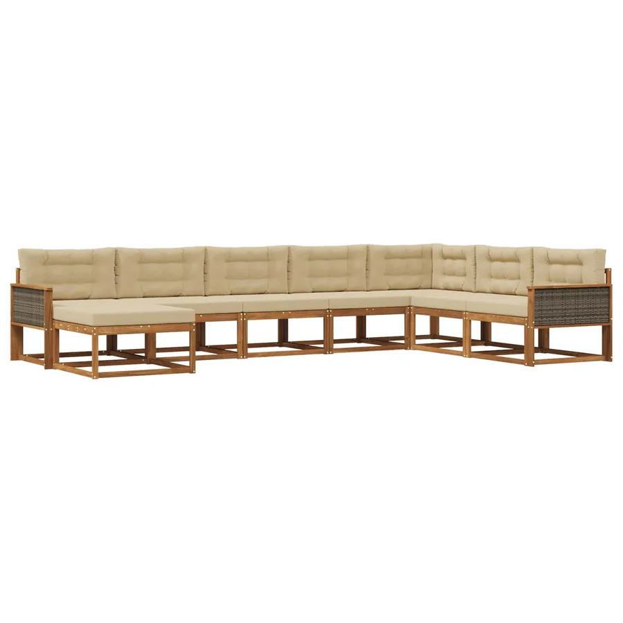 Ensemble de canapés d'extérieur 8 pcs Naturel et Beige - 2