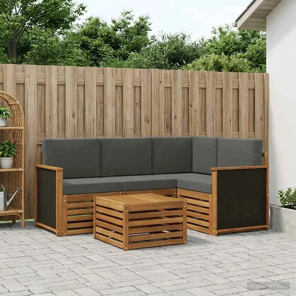 Ensemble de canapés d'extérieur 5 pcs Naturel et Anthracite