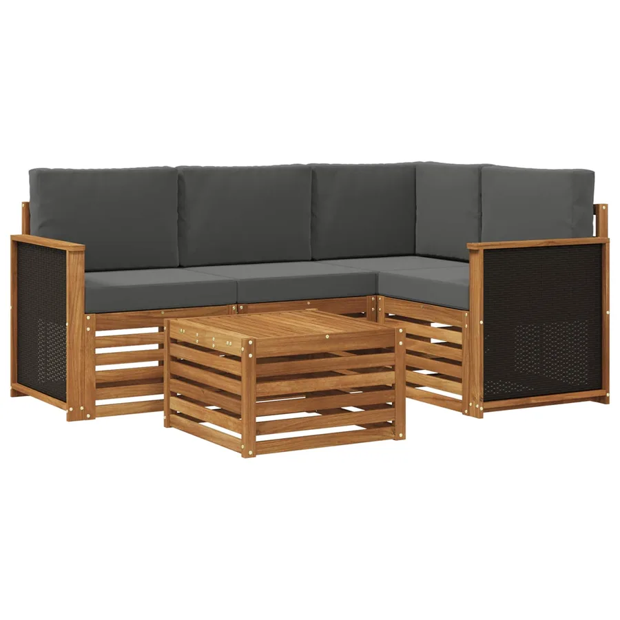 Ensemble de canapés d'extérieur 5 pcs Naturel et Anthracite - 2