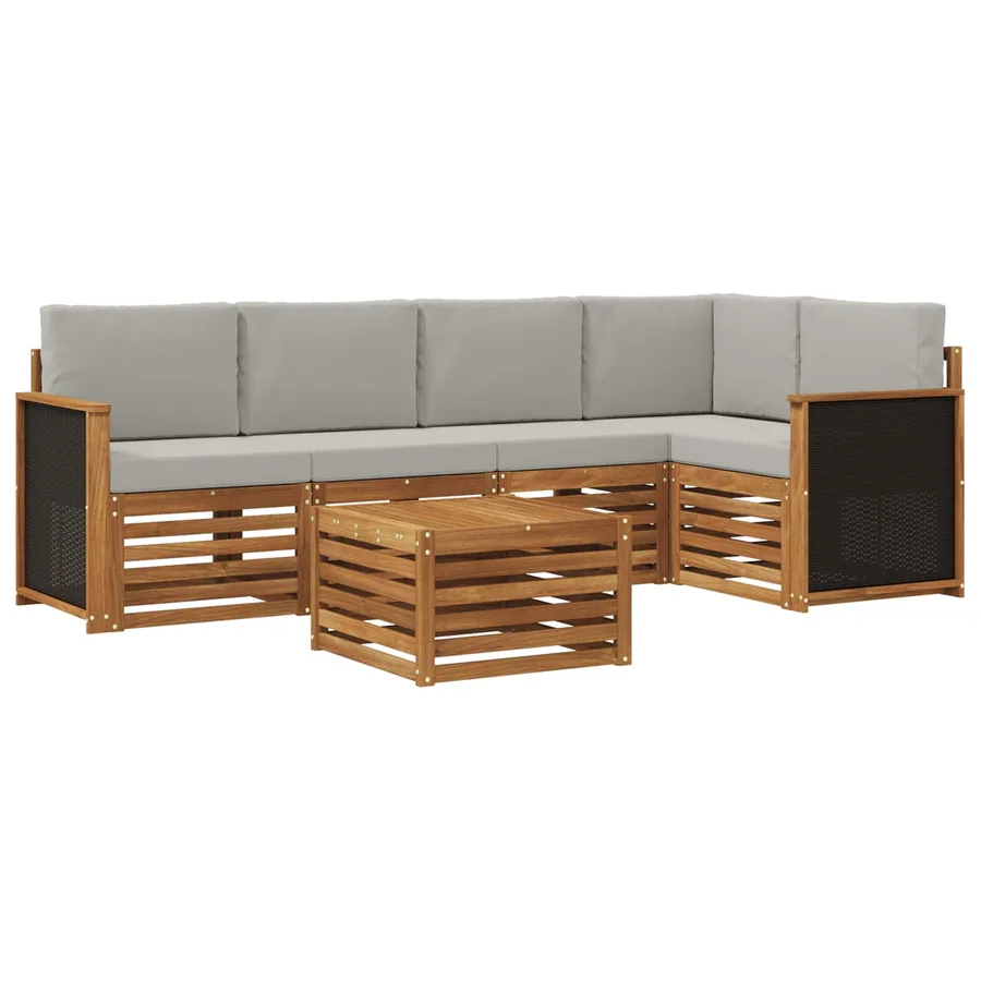 Ensemble de canapé d'angle 5 pcs Naturel et gris clair - 2