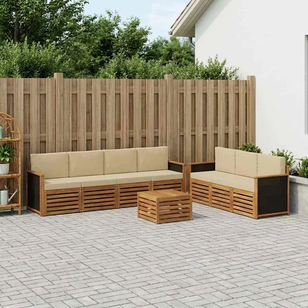 Ensembles de canapés avec coussin 8 pcs Bois d'Acacia Massif