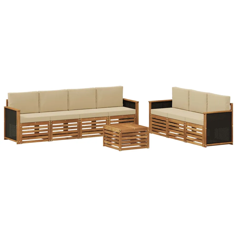 Ensembles de canapés avec coussin 8 pcs Bois d'Acacia Massif - 2