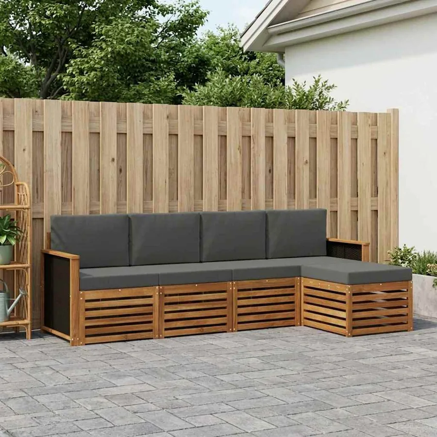 Ensemble de canapés d'extérieur 5 pcs Naturel et Anthracite