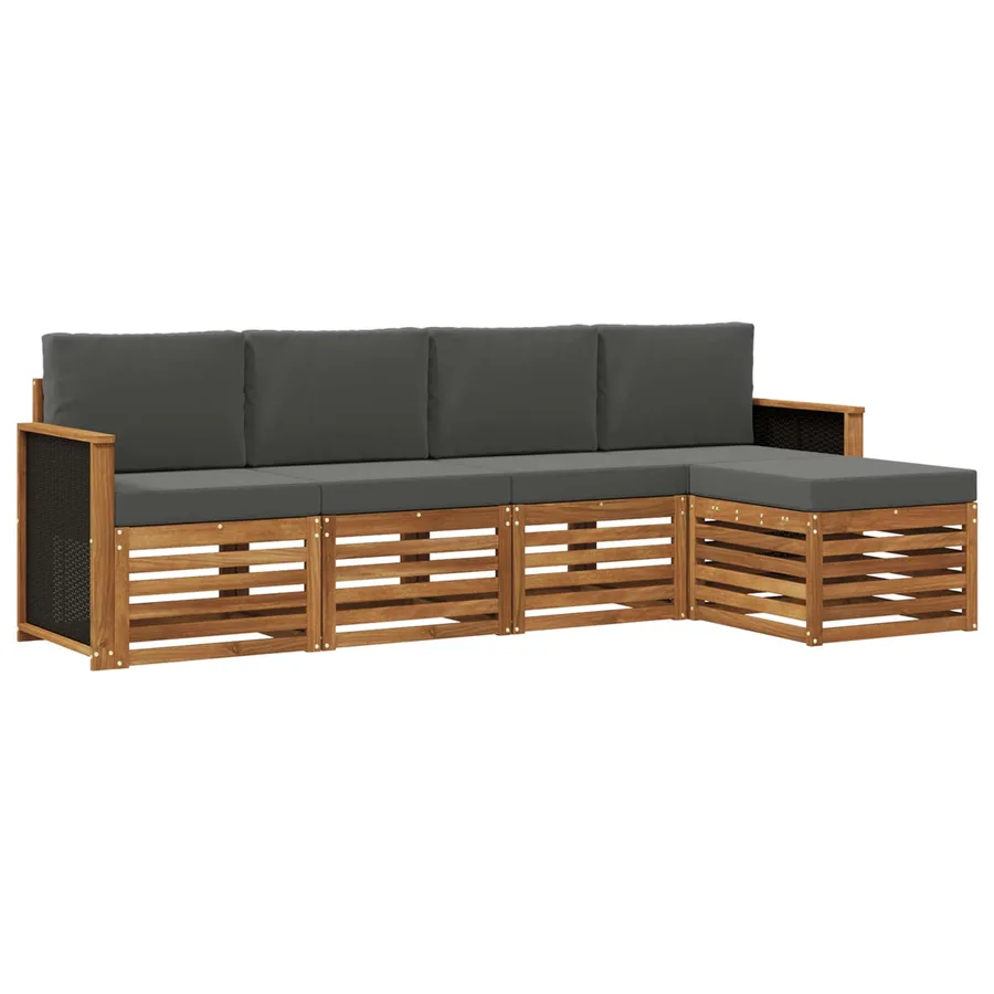 Ensemble de canapés d'extérieur 5 pcs Naturel et Anthracite - 2