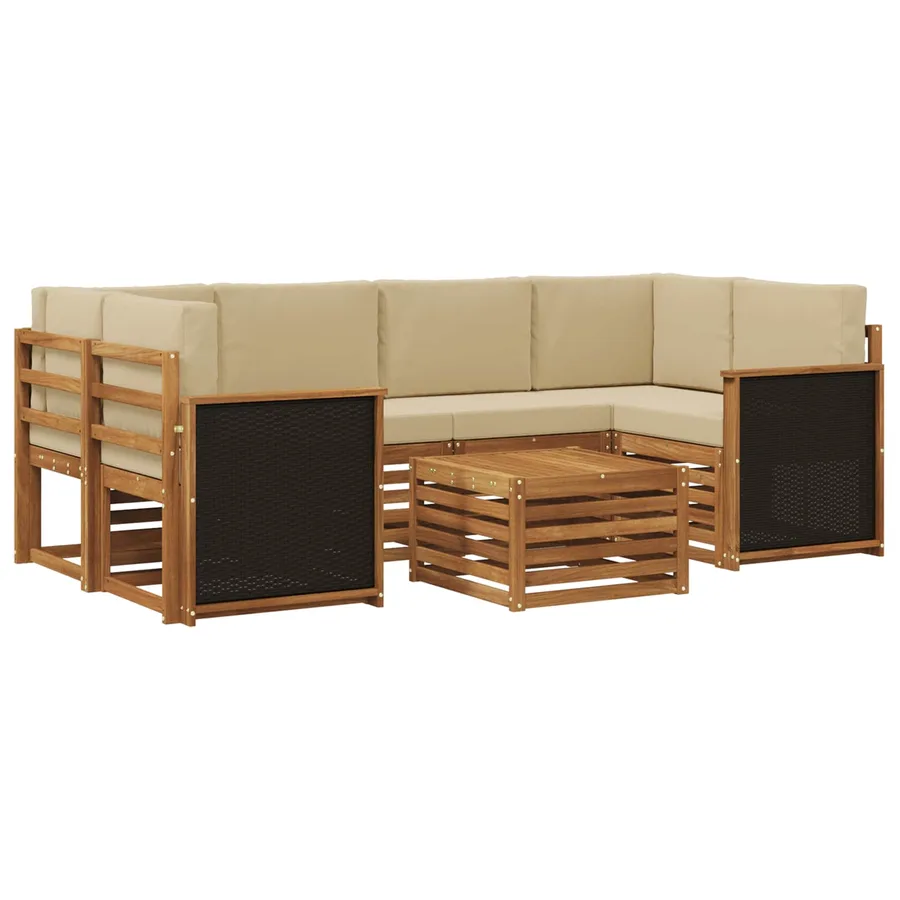 Ensemble de canapés d'extérieur 7 pcs Naturel et Beige - 2