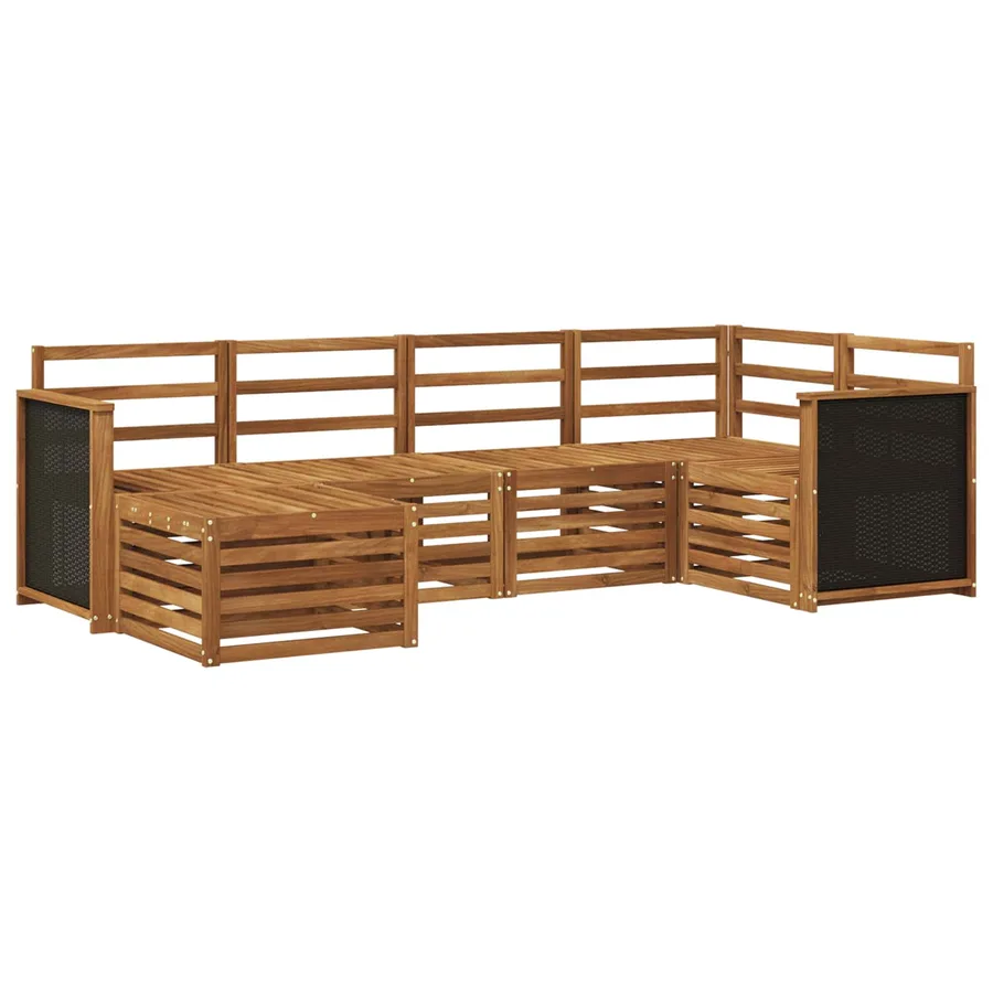 Ensemble de canapé d'angle 5 pcs Naturel Bois d'Acacia Massif - 2
