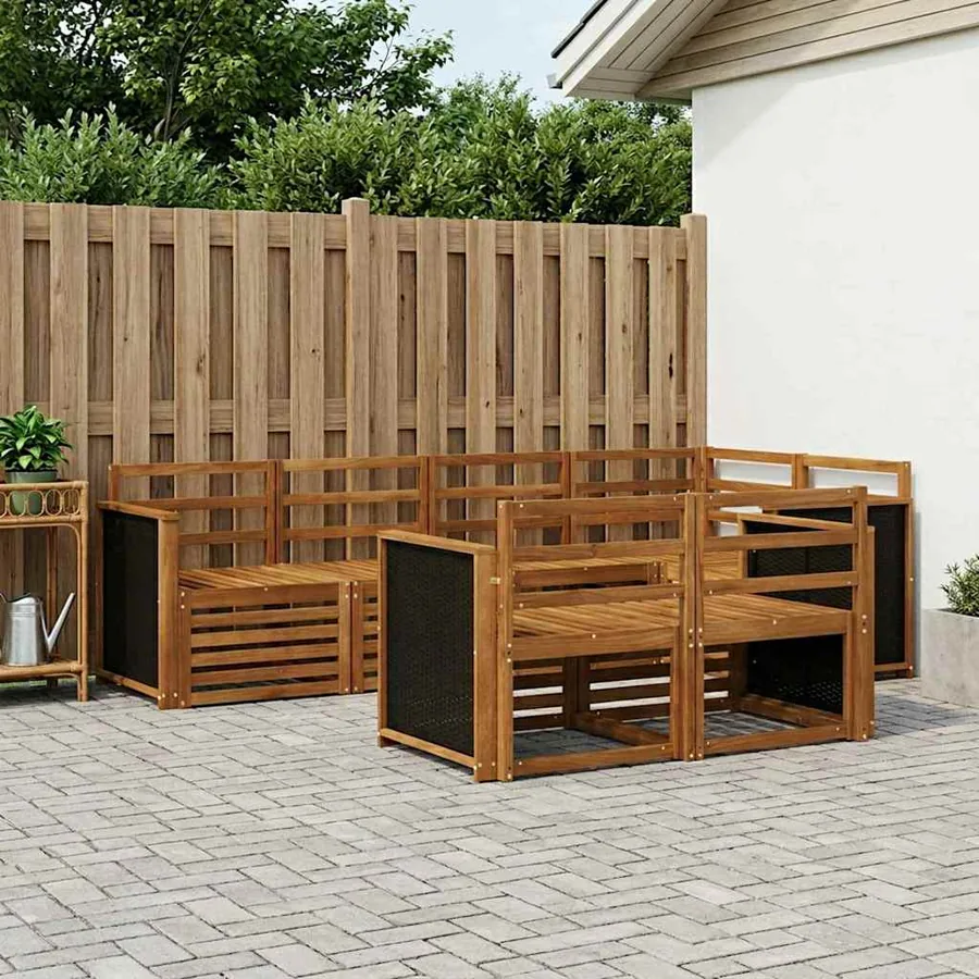 Ensemble de canapé d'angle 6 pcs Naturel Bois d'Acacia Massif