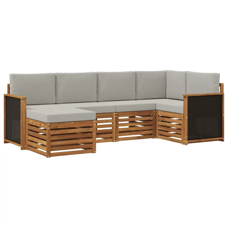Ensemble de canapé d'angle 5 pcs Naturel et gris clair - 2