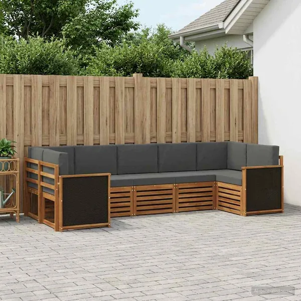 Ensemble de canapé d'angle 6 pcs Naturel et Anthracite