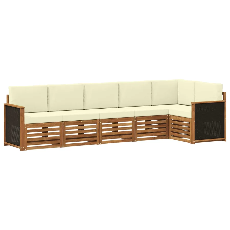 Ensemble de canapé d'angle avec coussin 5 pcs Naturel et Crème - 2