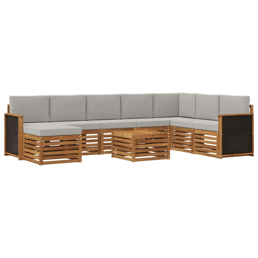 Ensemble de canapés d'extérieur 7 pcs Naturel et gris clair - 2