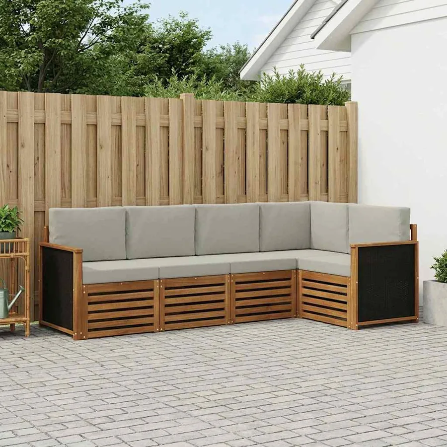 Ensemble de canapé d'angle 6 pcs Naturel et gris clair