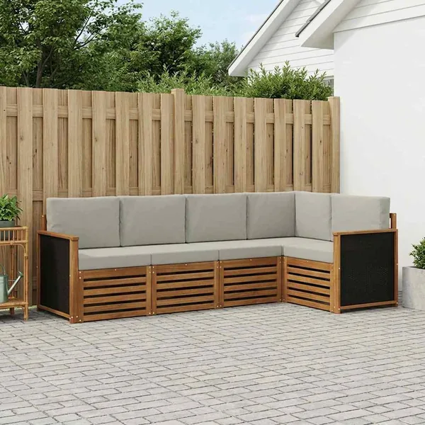 Ensemble de canapé d'angle 6 pcs Naturel et gris clair