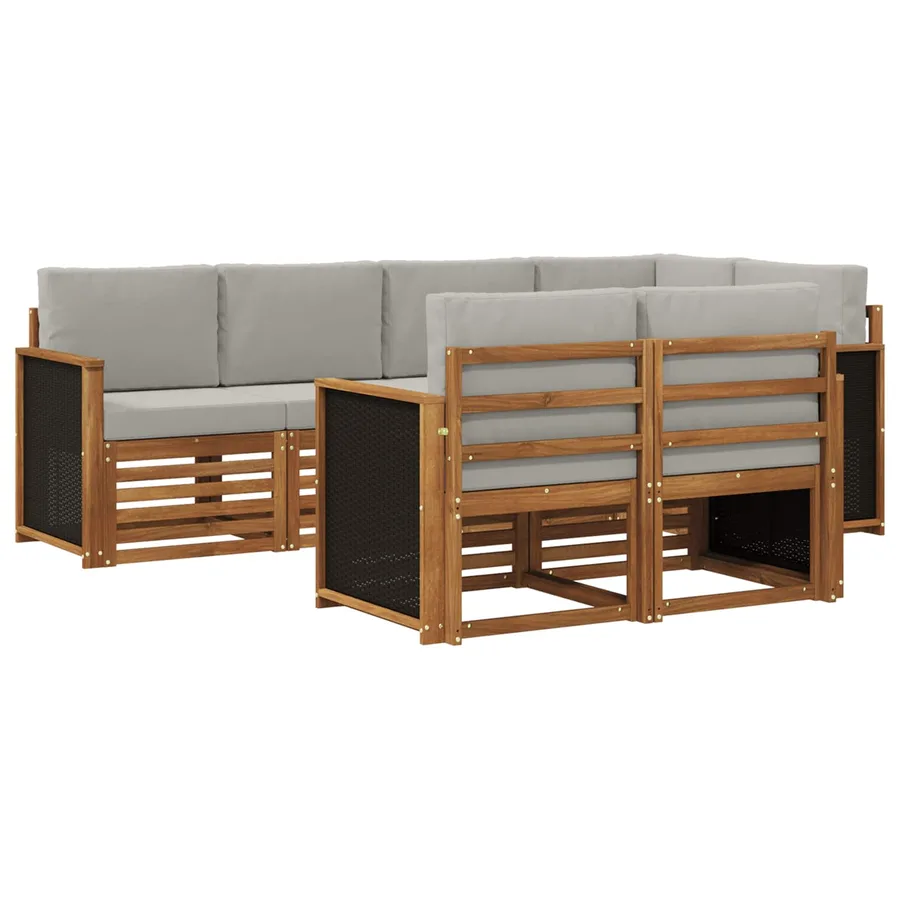 Ensemble de canapé d'angle 6 pcs Naturel et gris clair - 2