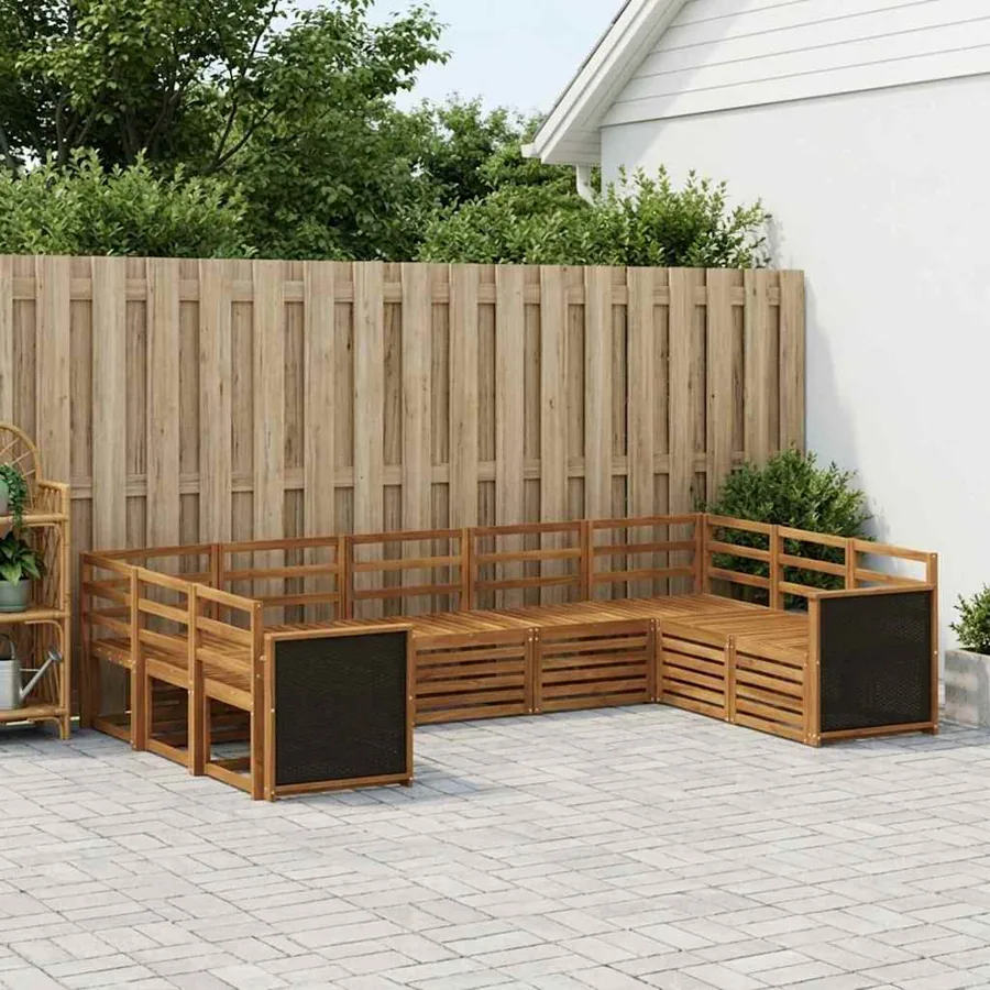 Ensemble de canapé d'angle 7 pcs Naturel Bois d'Acacia Massif