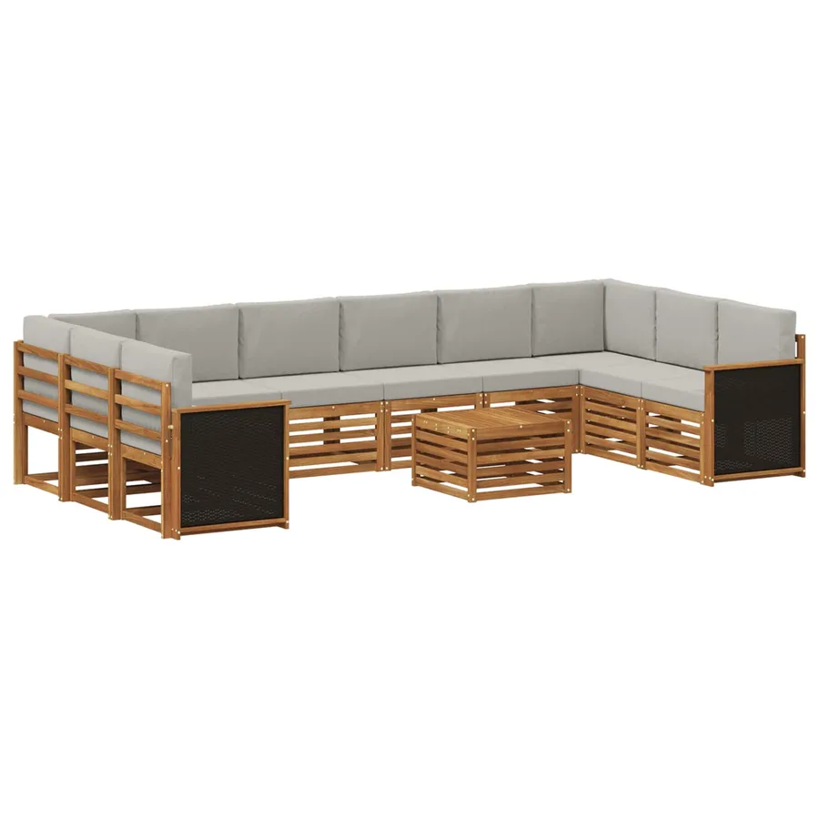 Ensemble de canapés d'extérieur 8 pcs Naturel et gris clair - 2