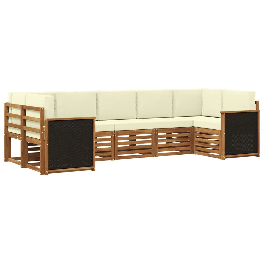 Ensemble de canapé d'angle avec coussin 6 pcs Naturel et Crème - 2