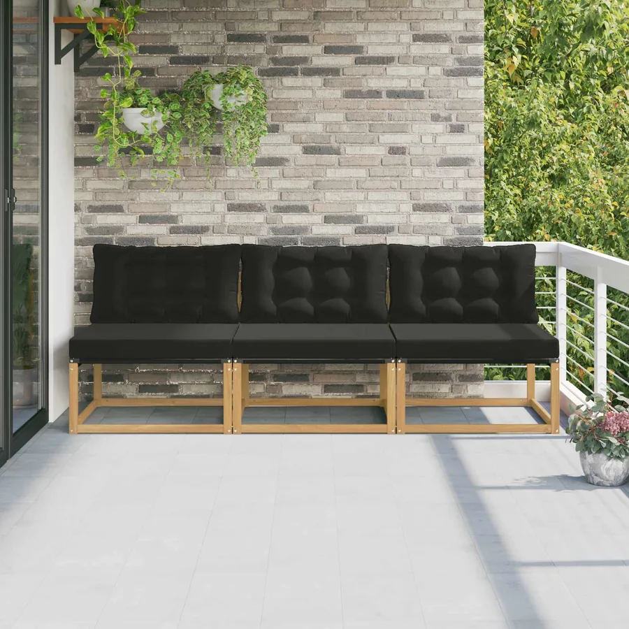 Sofa de milieu extérieur Bois d'acacia massif et Textilène