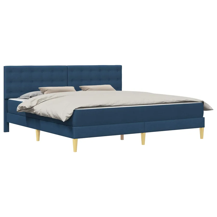 Cadre de lit avec matelas Bleu 180 x 200 cm Tissu - 2