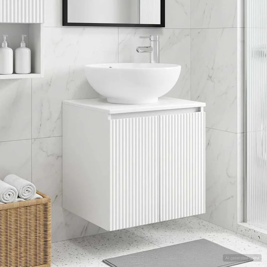 Vanité de lavabo mural Blanc 49,5 x 44,5 x 65 cm