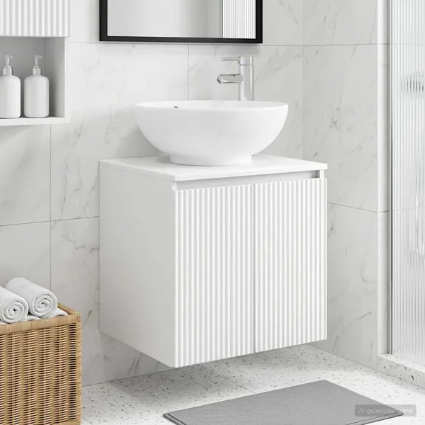 Vanité de lavabo mural Blanc 49,5 x 44,5 x 65 cm