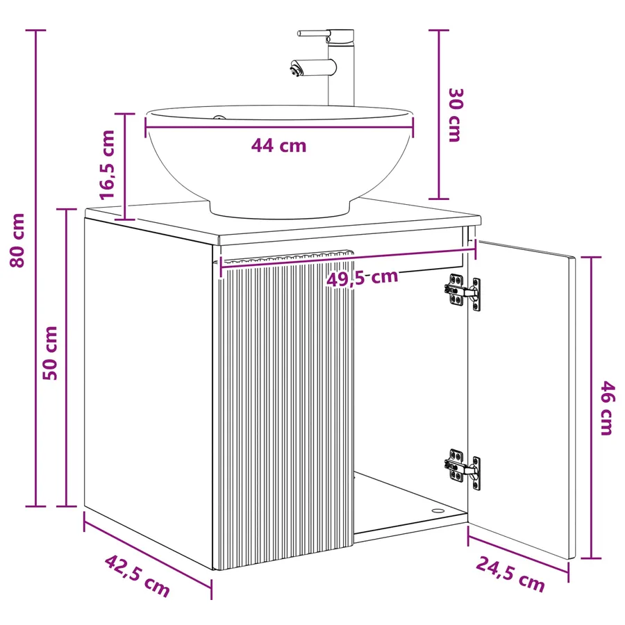 Vanité de lavabo mural Blanc 49,5 x 44,5 x 65 cm - 8