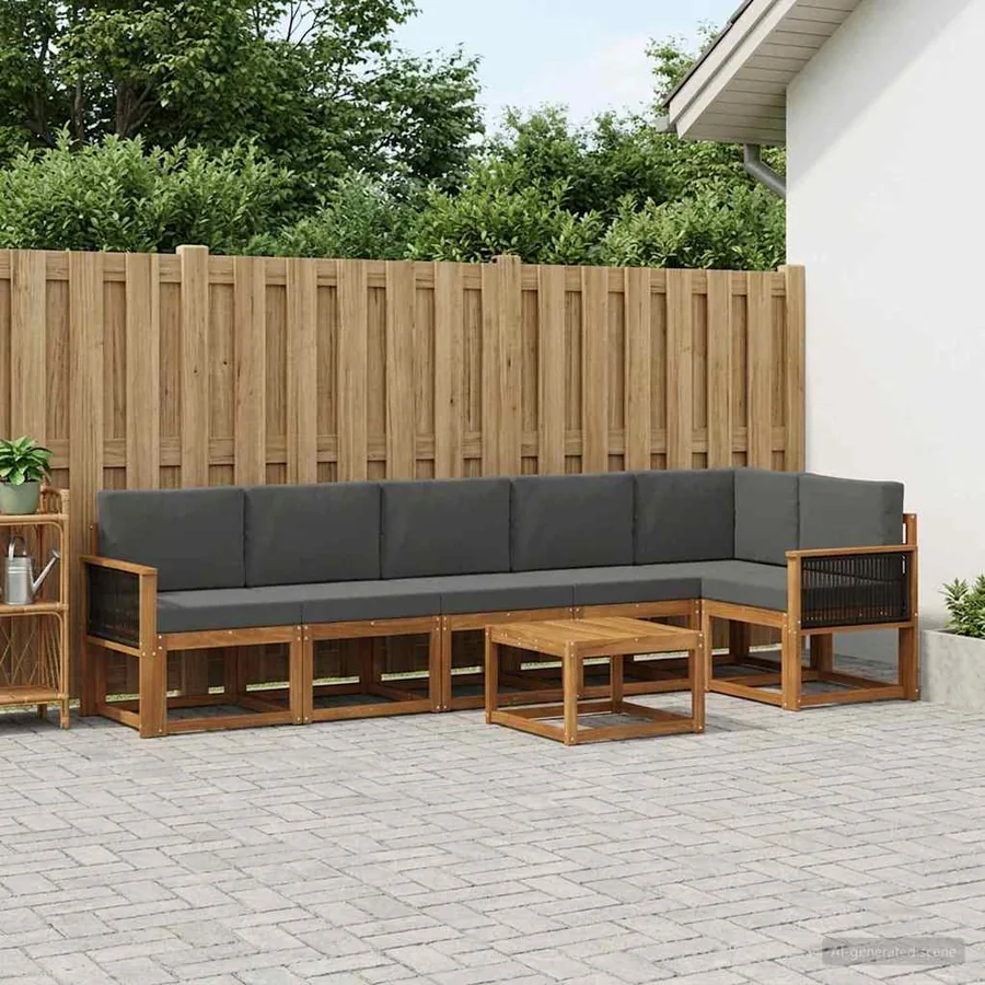 Ensemble de canapés d'extérieur 7 pcs Naturel et Anthracite