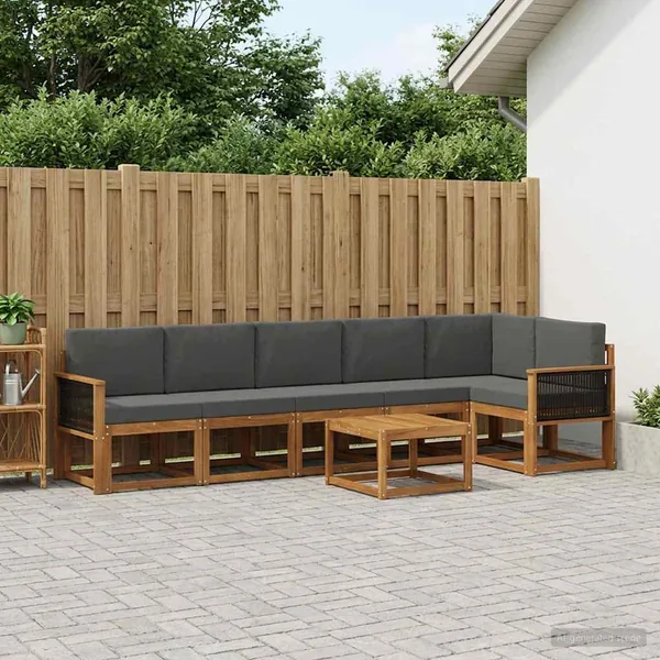 Ensemble de canapés d'extérieur 7 pcs Naturel et Anthracite